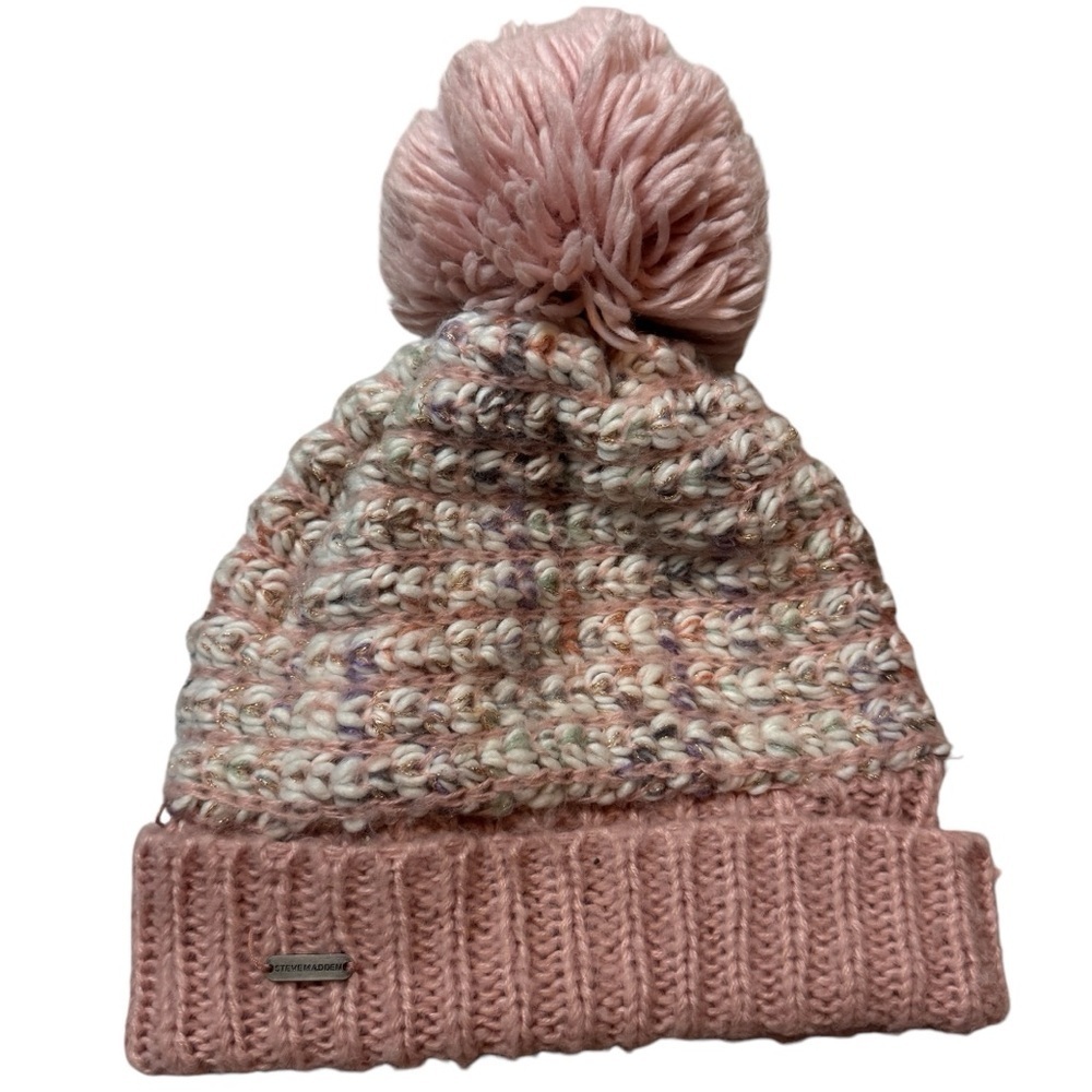 Steve Madden winter hat pink XL pom